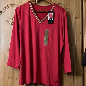 Jones New York Red 3/4 Sleeve Blouse